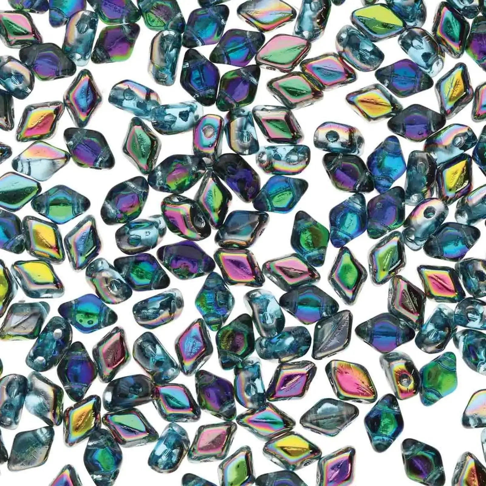 Mini Gemduo Beads, Aquamarine Vitrail