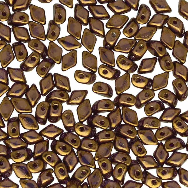 Mini Gemduo Beads, Bronze Gold