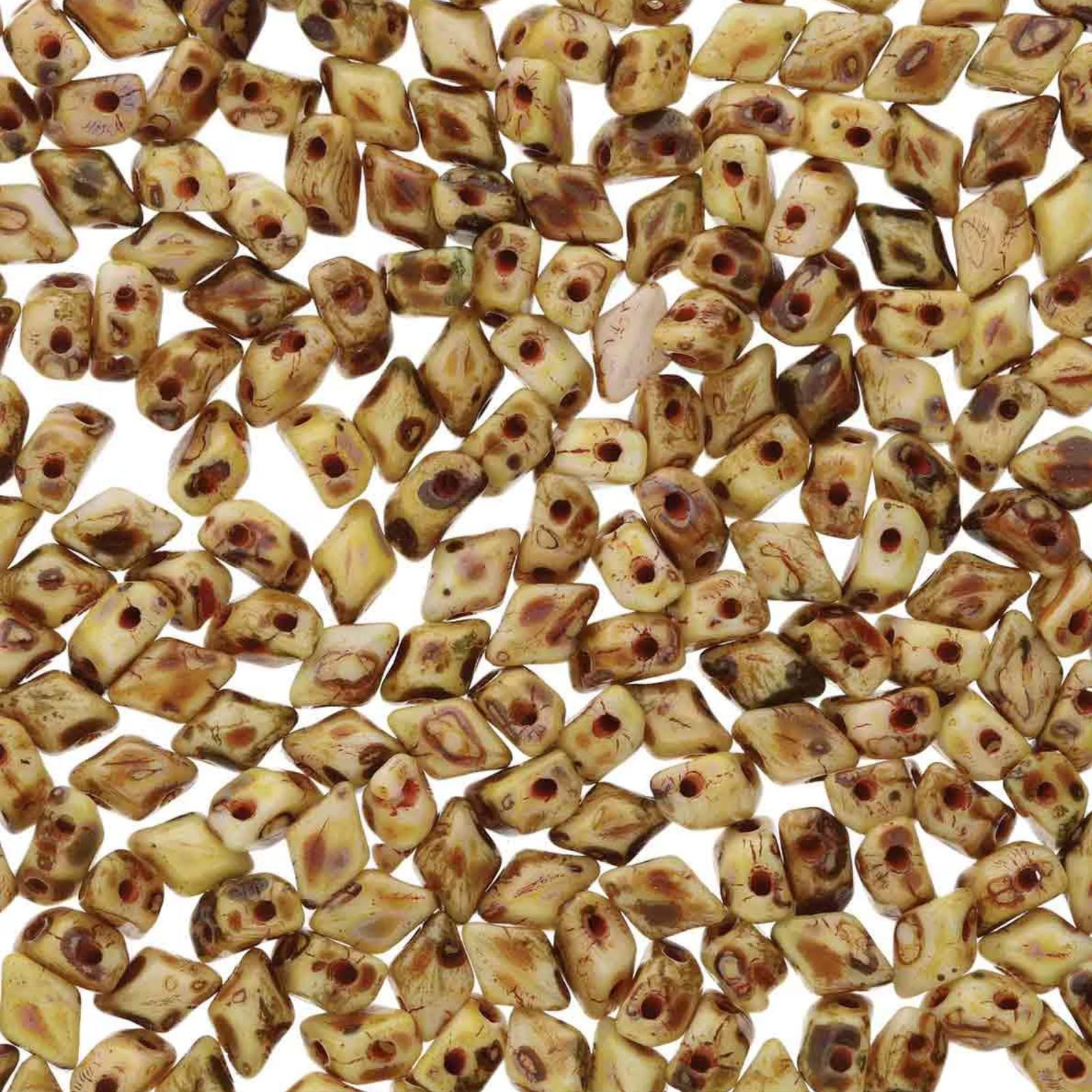 Mini Gemduo Beads, Chalk Travertine Dark