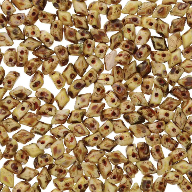 Mini Gemduo Beads, Chalk Travertine Dark