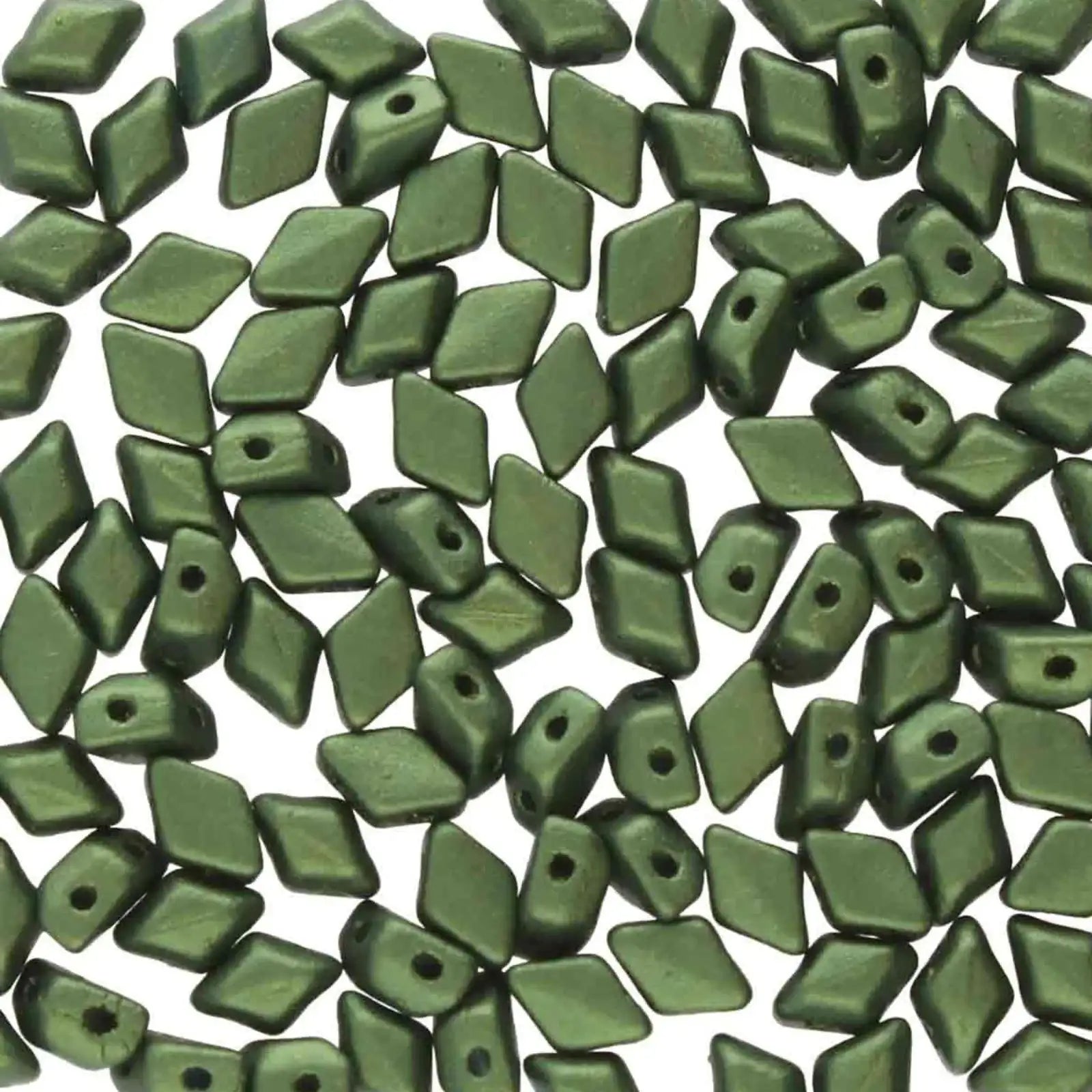 Mini Gemduo Beads., Gold Shine Dark Olive Green
