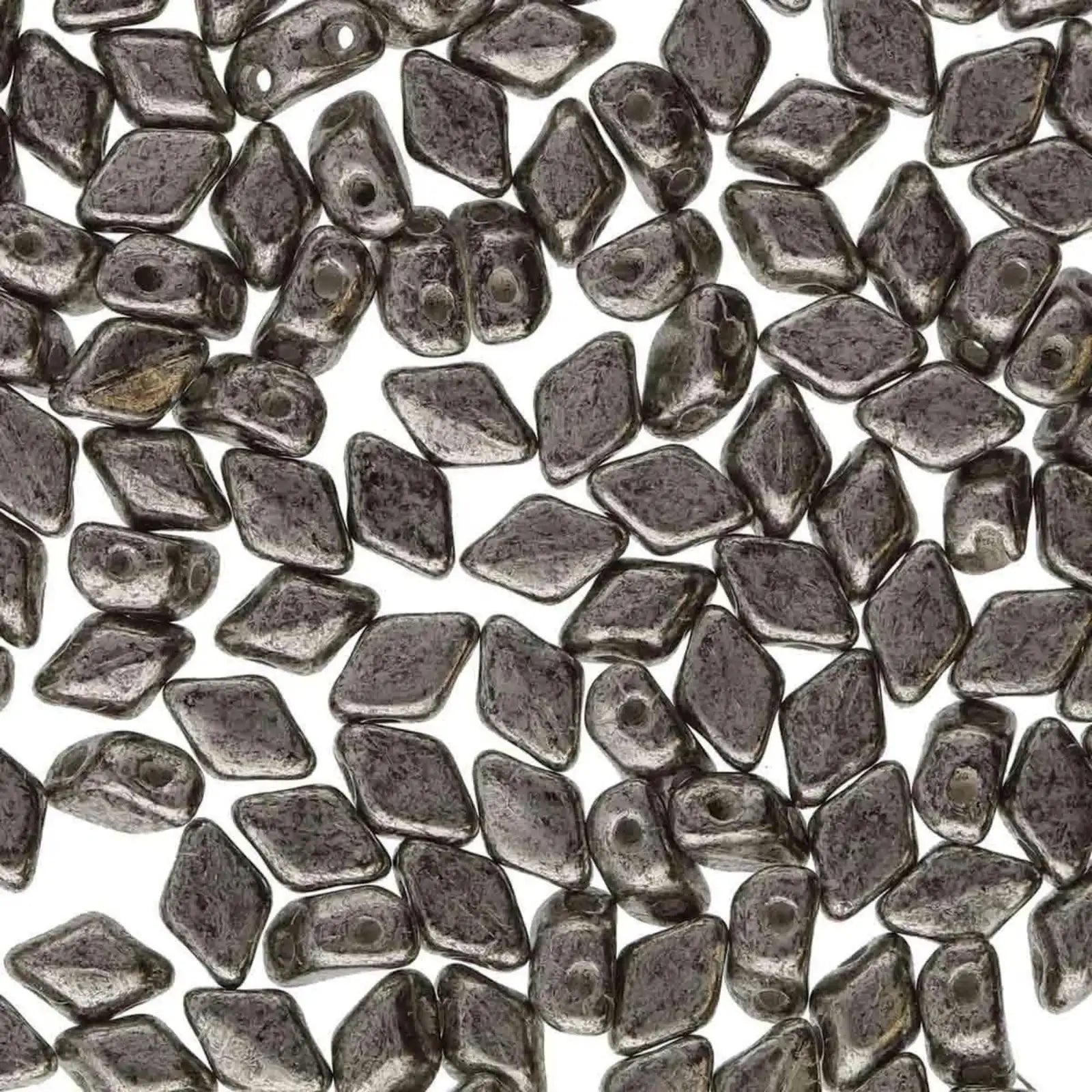 Mini Gemduo Beads, Jet Silver Pastel Matte