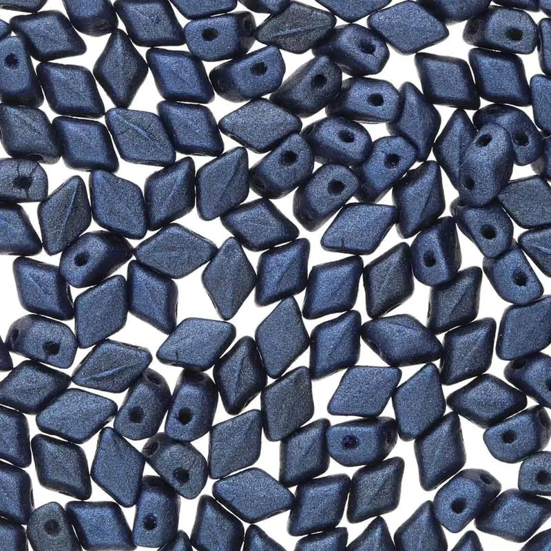 Mini Gemduo Beads, Metallic Suede Blue