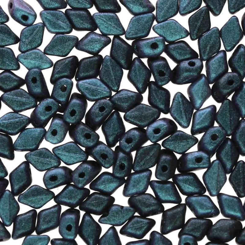 Mini Gemduo Beads, Polychrome Chameleon Emerald