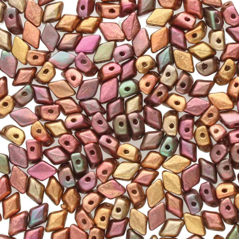 Mini Gemduos Beads, Crystal Orange Rainbow