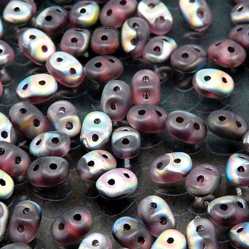 Miniduo Beads, Amethyst Matte Vitrail