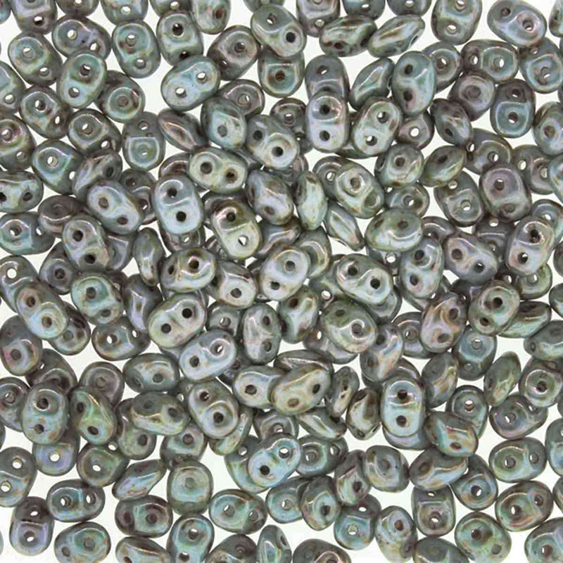 Miniduo Beads, Chalk Blue Glaze