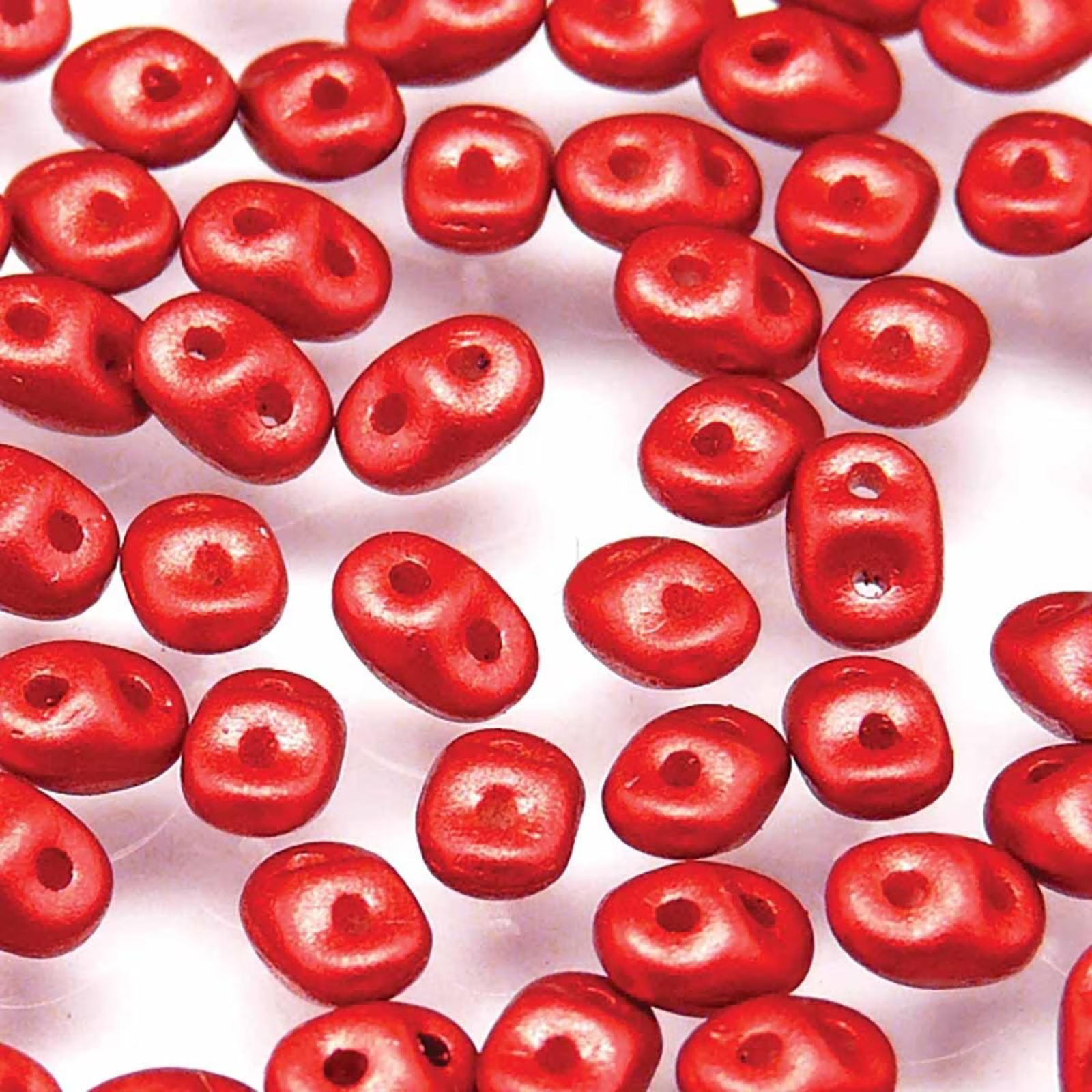 Miniduo Beads, Chalk Lava Red