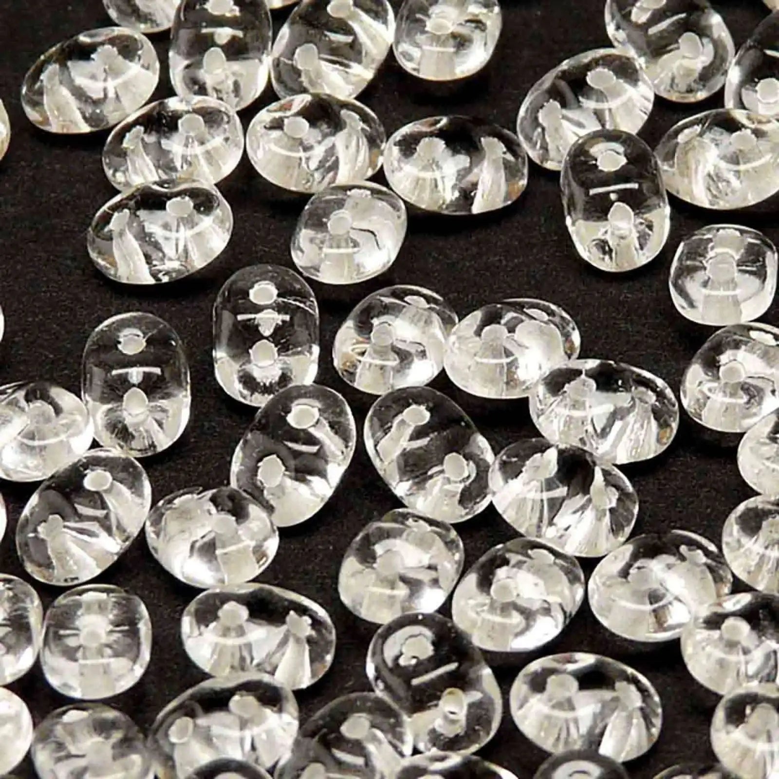 Miniduo Beads, Crystal White-lined