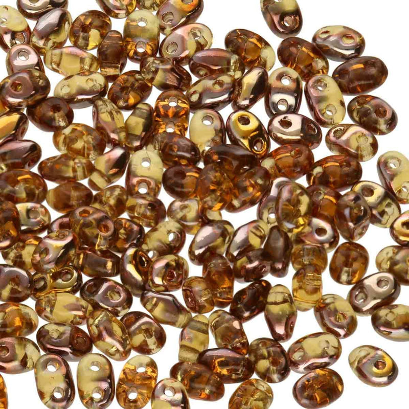 Miniduo Beads, Topaz Capri Gold