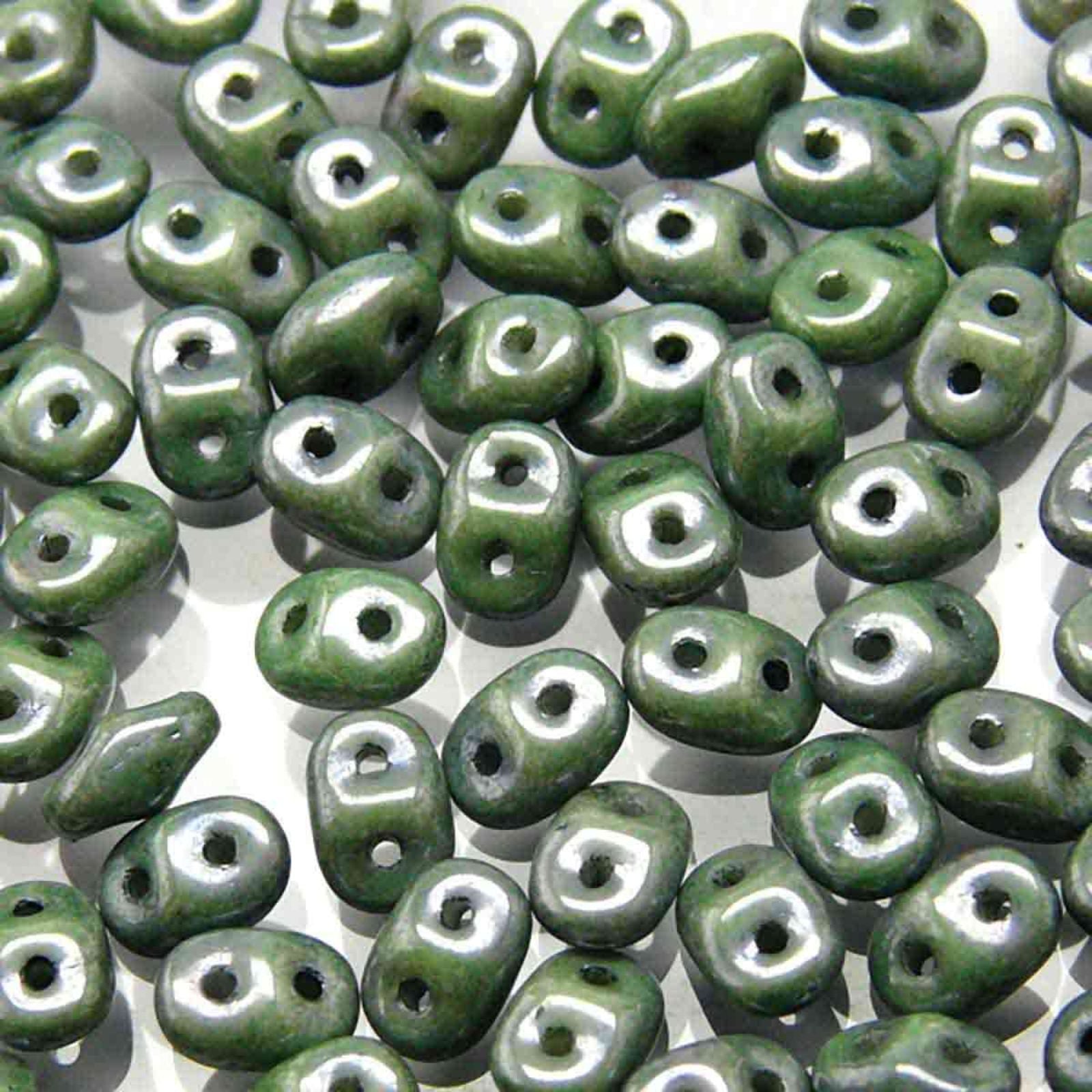Miniduo Beads, Chalk Green Luster