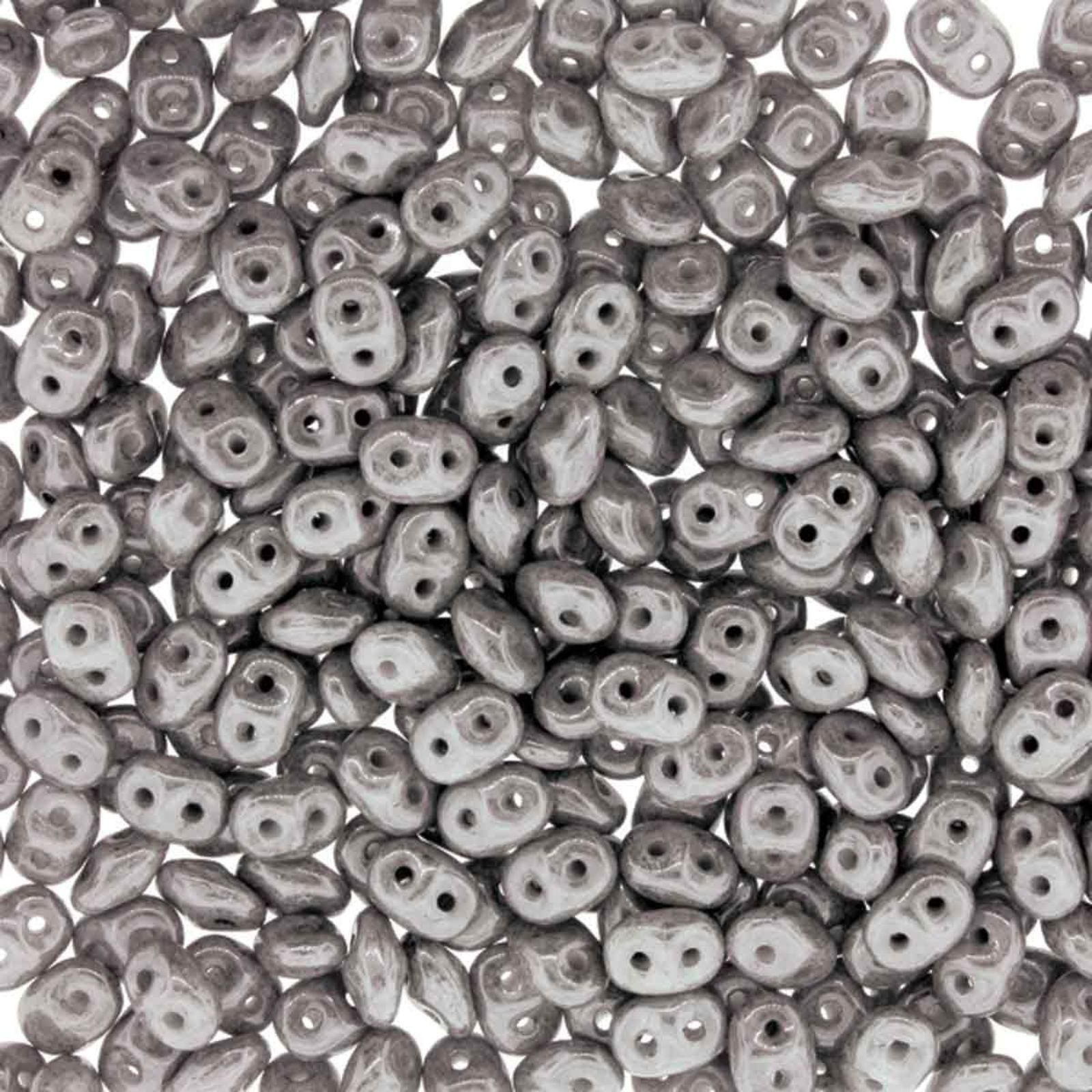 Miniduo Beads, Chalk Jet Luster