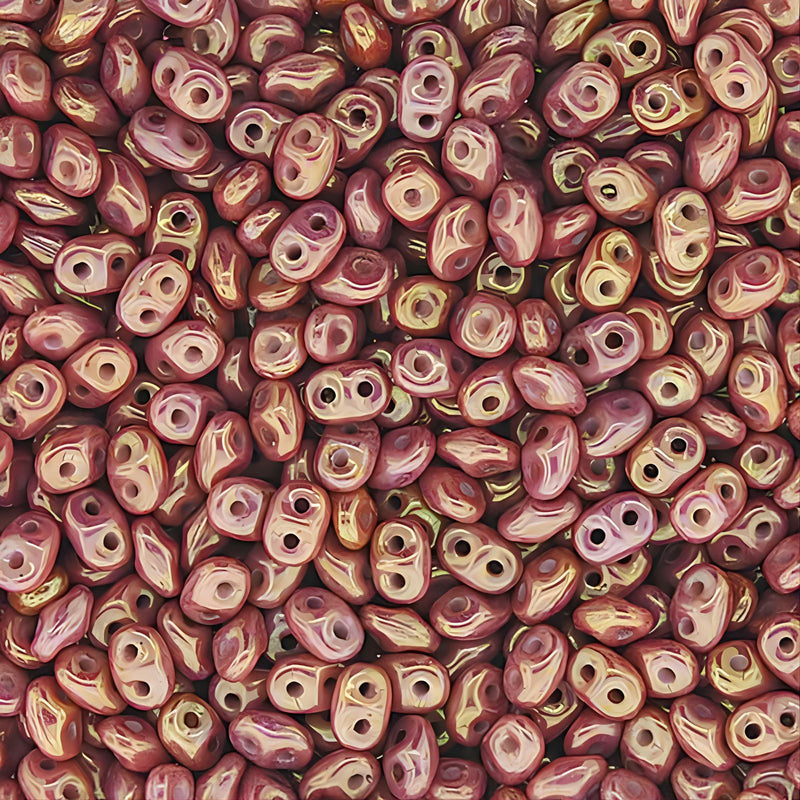 Miniduo Beads, Chalk Red Luster