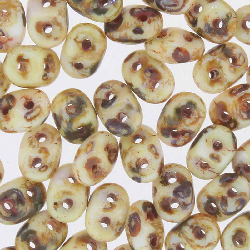 Miniduo Beads, Chalk Travertine Dark