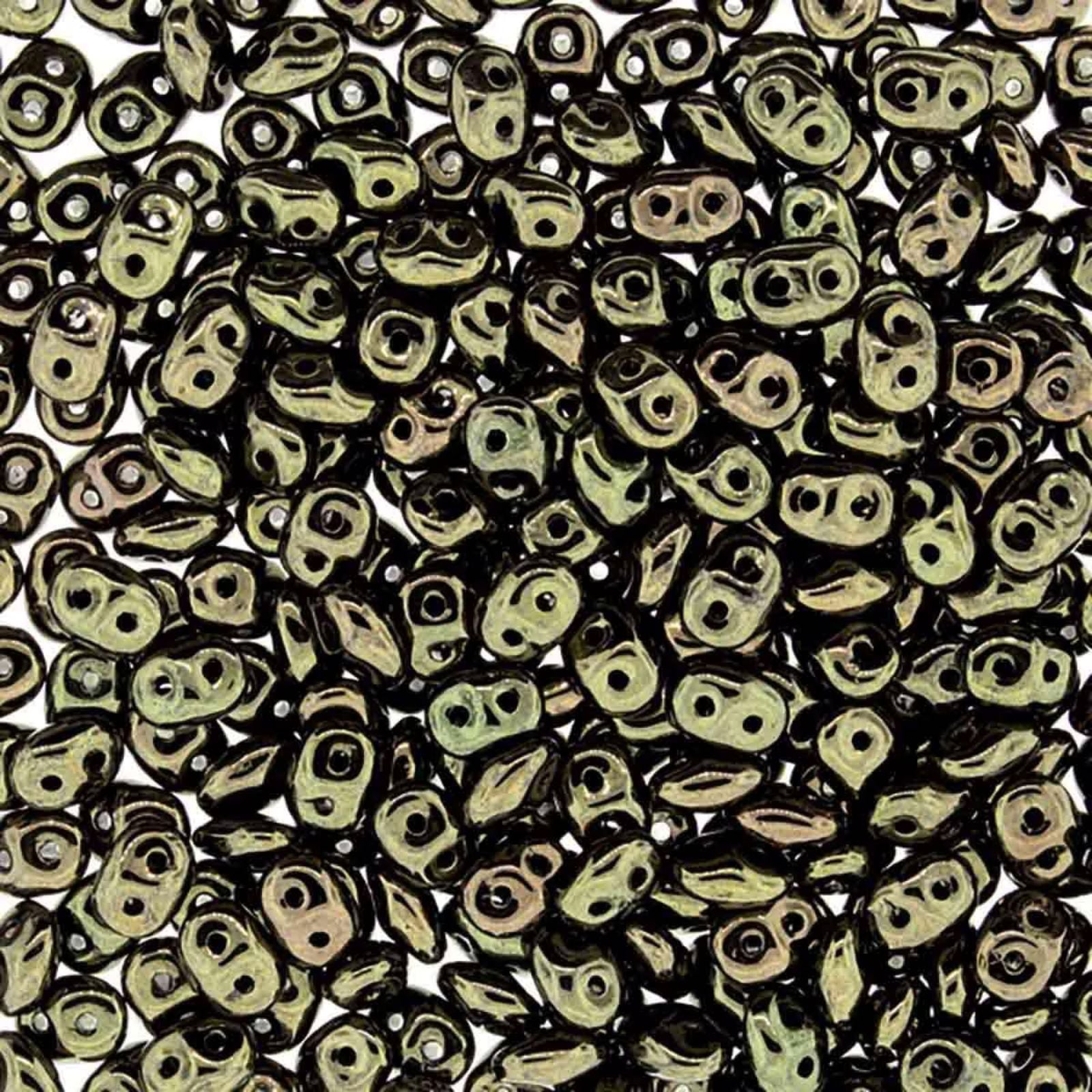 Miniduo Beads, Jet Red Luster