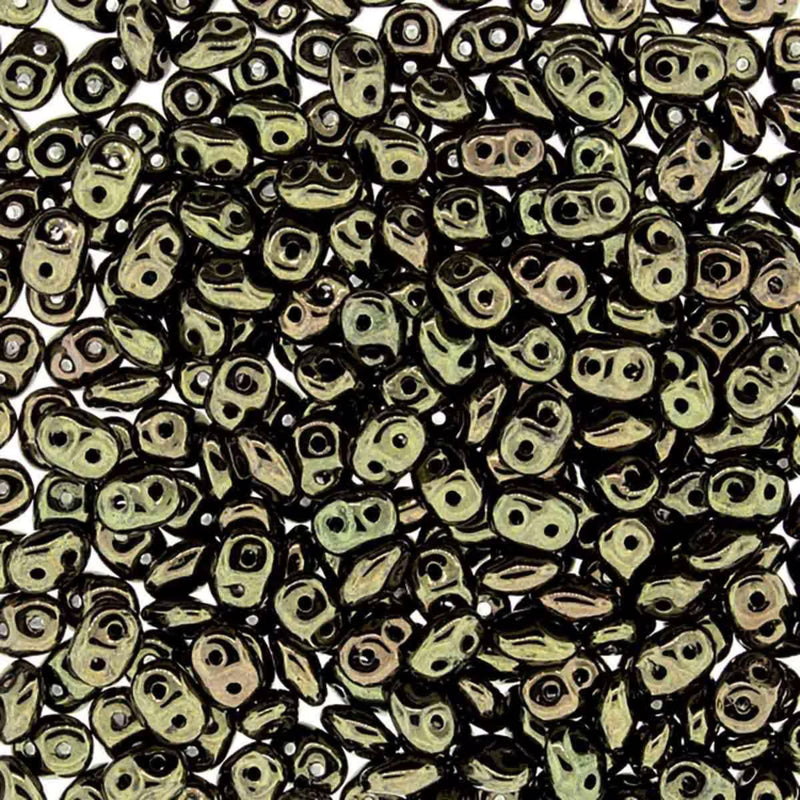 Miniduo Beads, Jet Red Luster