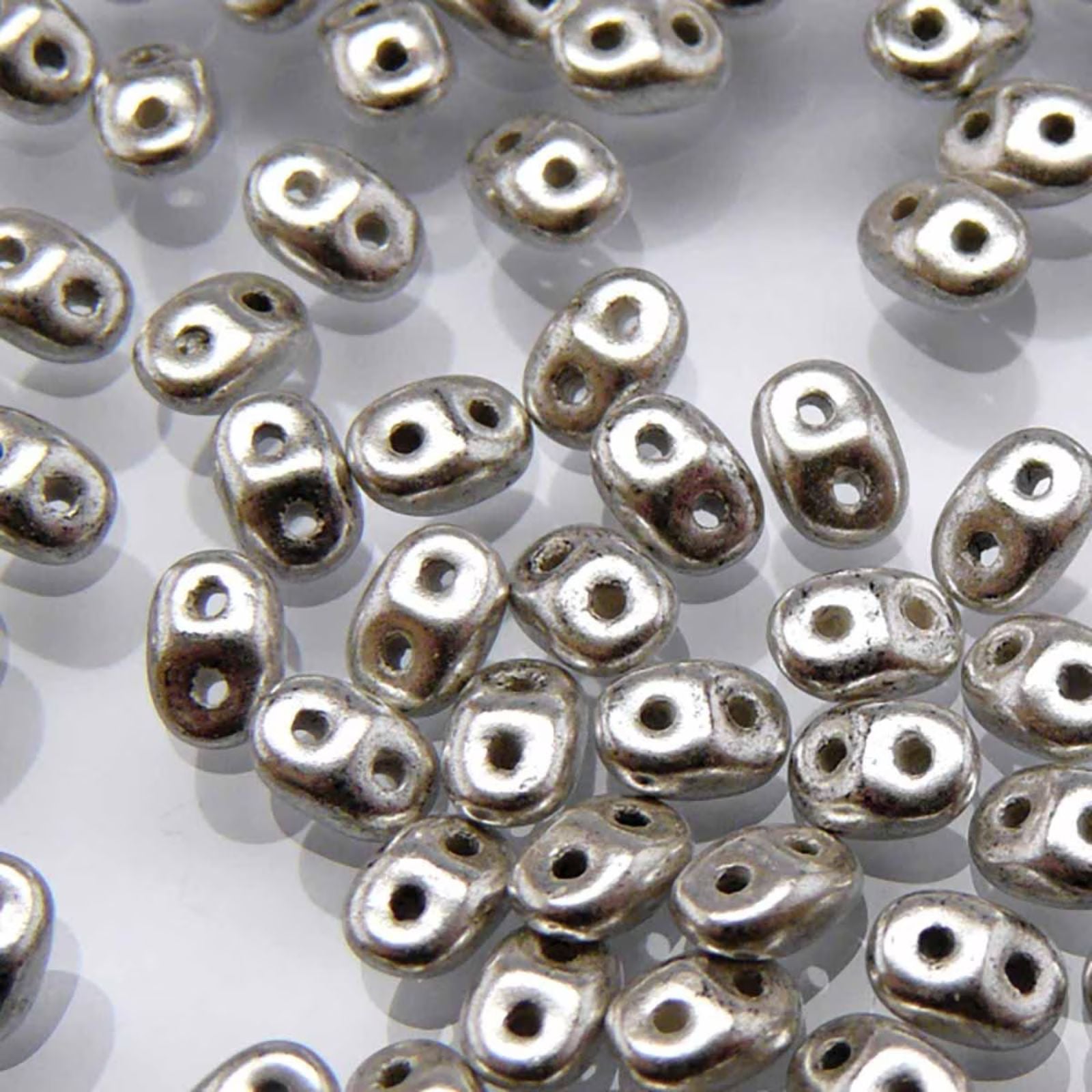 Miniduo Beads, Jet Silver Paste Matte