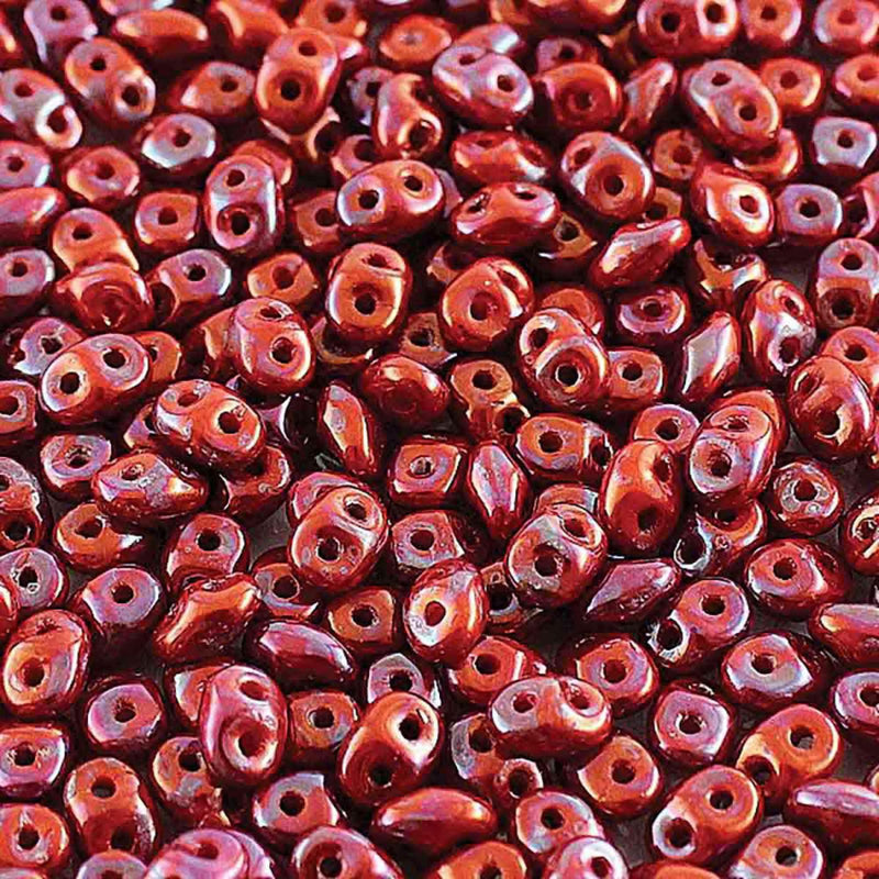 Miniduo Beads, Nebula Coral Red