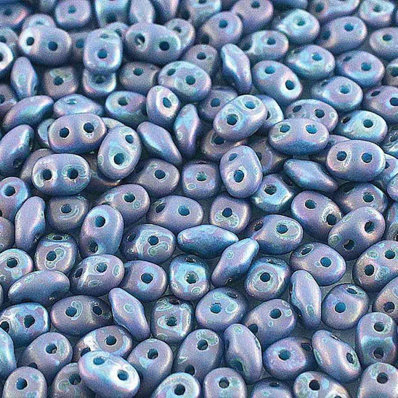 Miniduo Beads, Nebula Turquoise Blue Matte