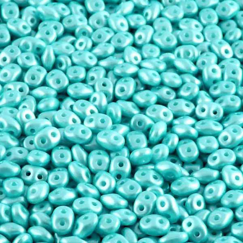 Miniduo Beads, Pastel Aqua