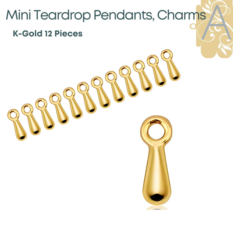 Mini Teardrop Pendants, Dangles or Charms (12 Pieces) - The Argus Collection