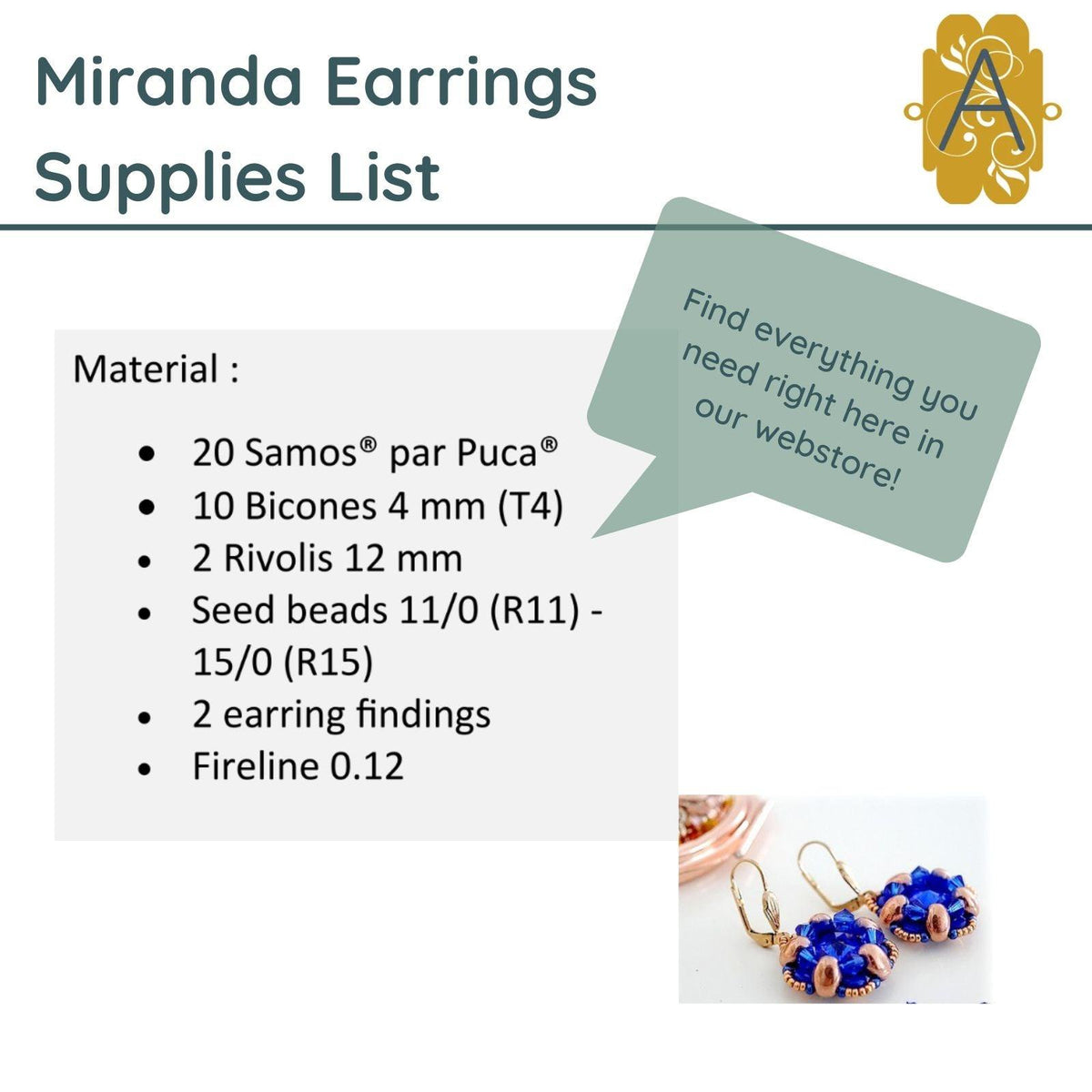 Miranda Earring Pattern par Puca - The Argus Collection