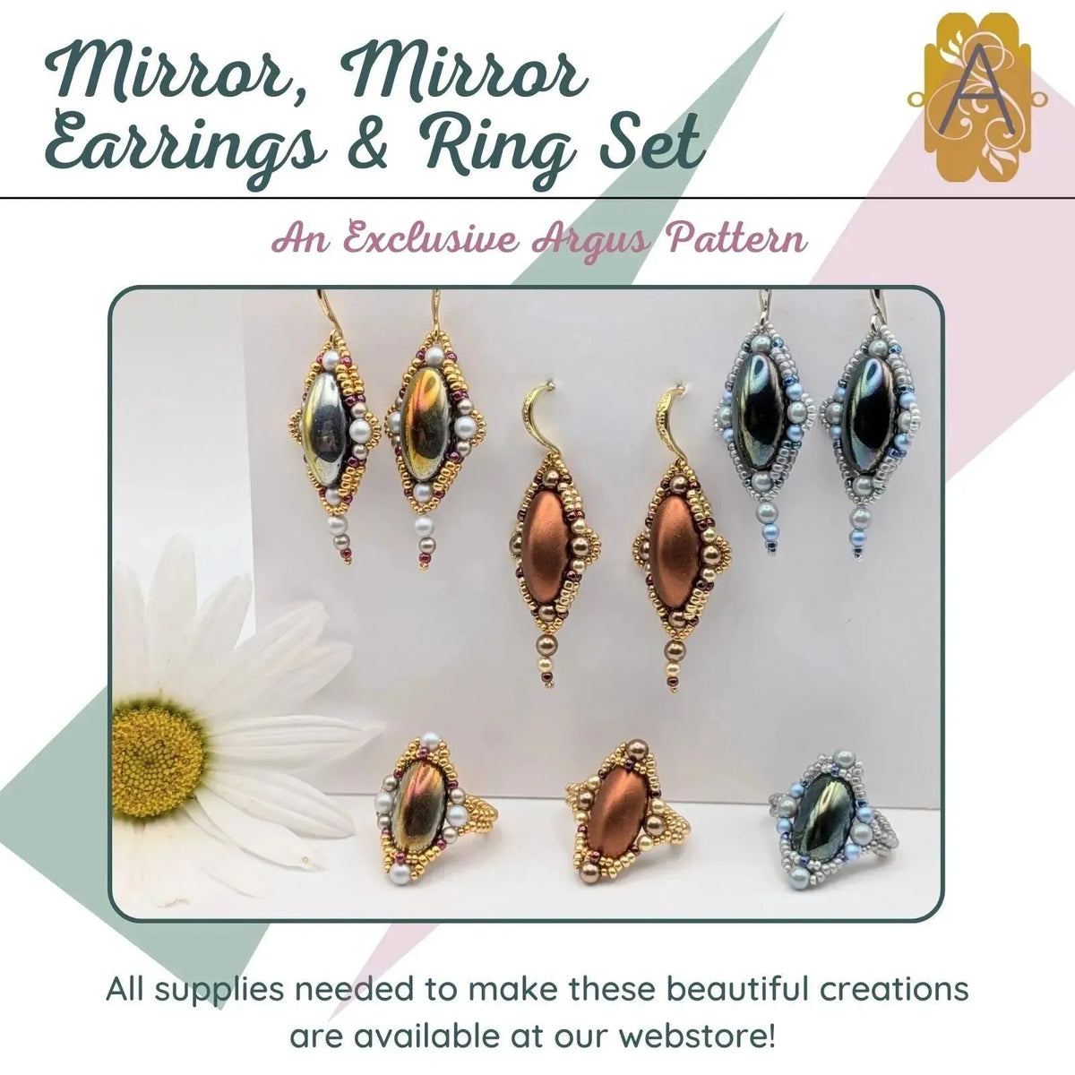 Mirror, Mirror Earrings & Ring Set Pattern - The Argus Collection