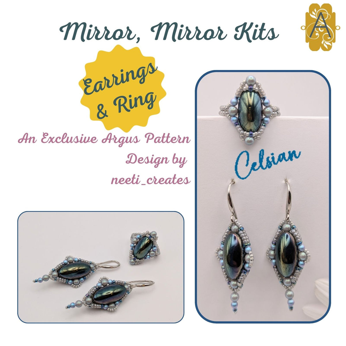 Mirror, Mirror Earrings & Ring Bead Kit by neeti_creates - The Argus Collection