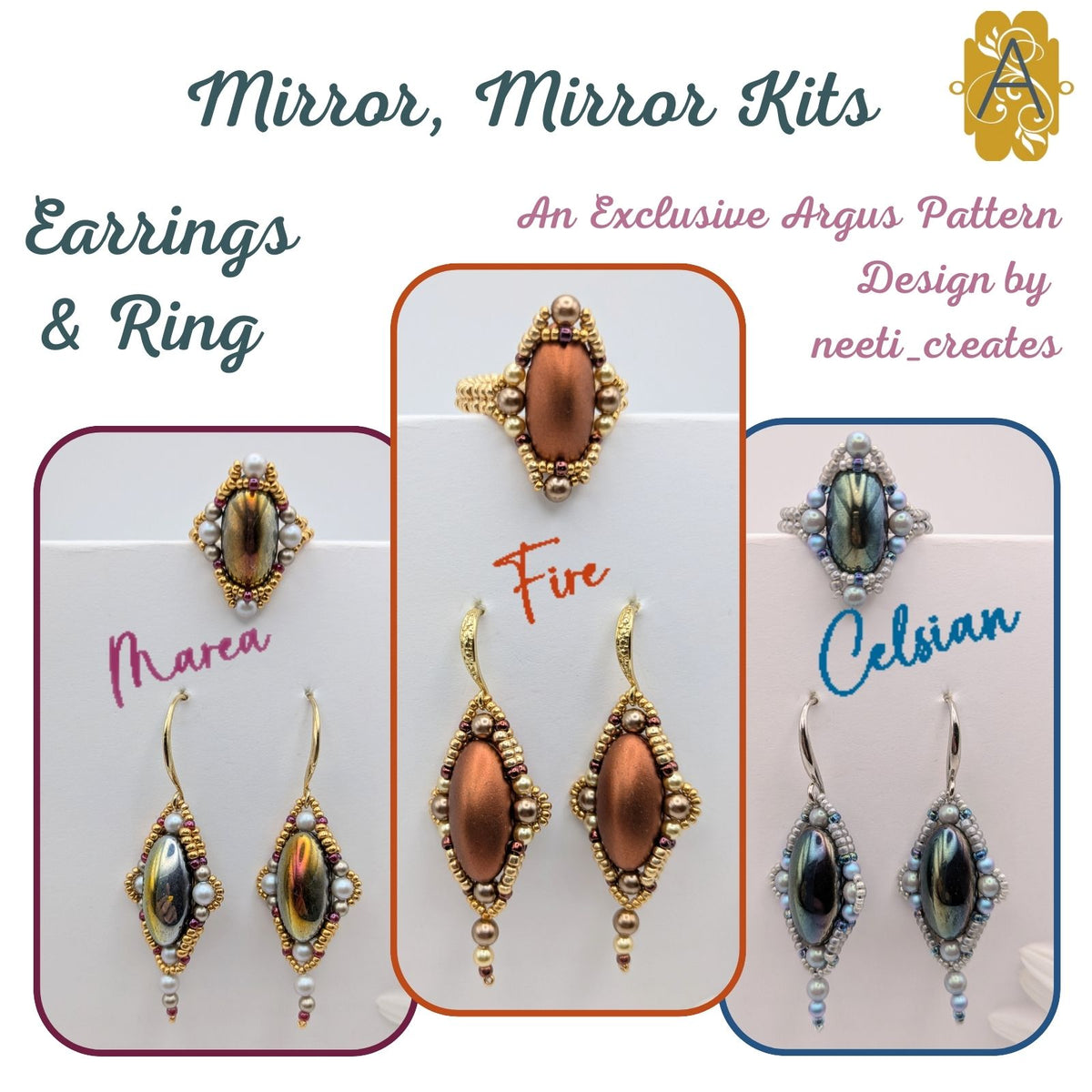 Mirror, Mirror Earrings & Ring Bead Kit by neeti_creates - The Argus Collection