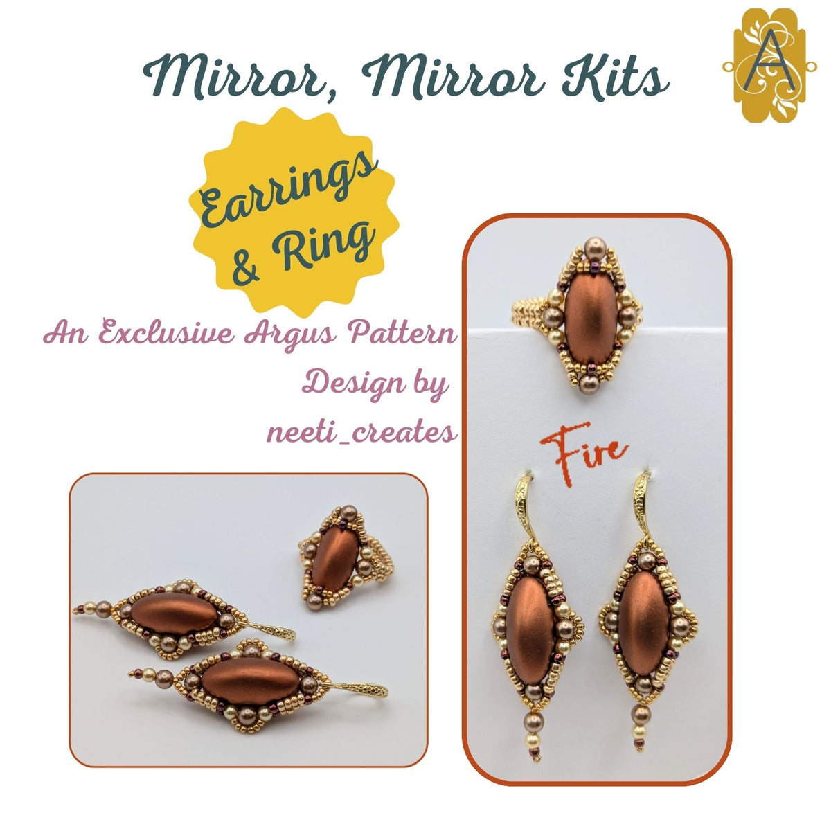 Mirror, Mirror Earrings & Ring Bead Kit by neeti_creates - The Argus Collection