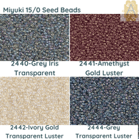 15/0 Miyuki Round Seed Beads, 8.2g 15-2440, 15-2441, 15-2442, 15-2444 - The Argus Collection