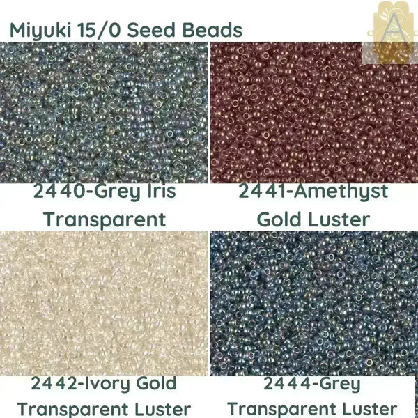 15/0 Miyuki Round Seed Beads, 8.2g 15-2440, 15-2441, 15-2442, 15-2444 ...
