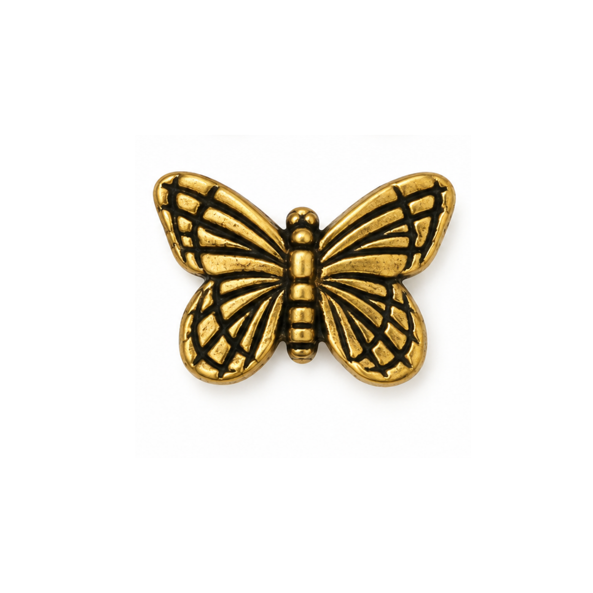 TierraCast Monarch Butterfly Bead in Antique Gold finish, 15.75 x 11.75mm.