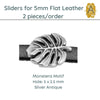 Sliders for 5mm Flat Leather or Cords, (2 Pieces) 3 Styles, 2 Finishes - The Argus Collection