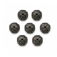 Mosaic Bead Caps, 9mm, Antique Silver Color, 6 pcs & 12 pcs