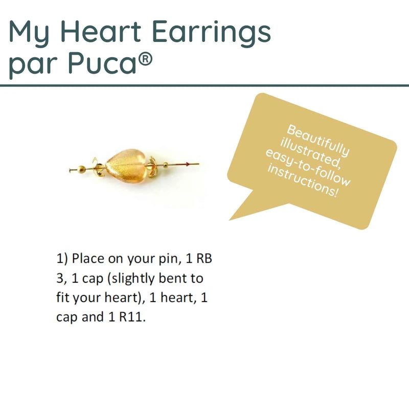 My Heart Earrings & Pendant Pattern par Puca - The Argus Collection