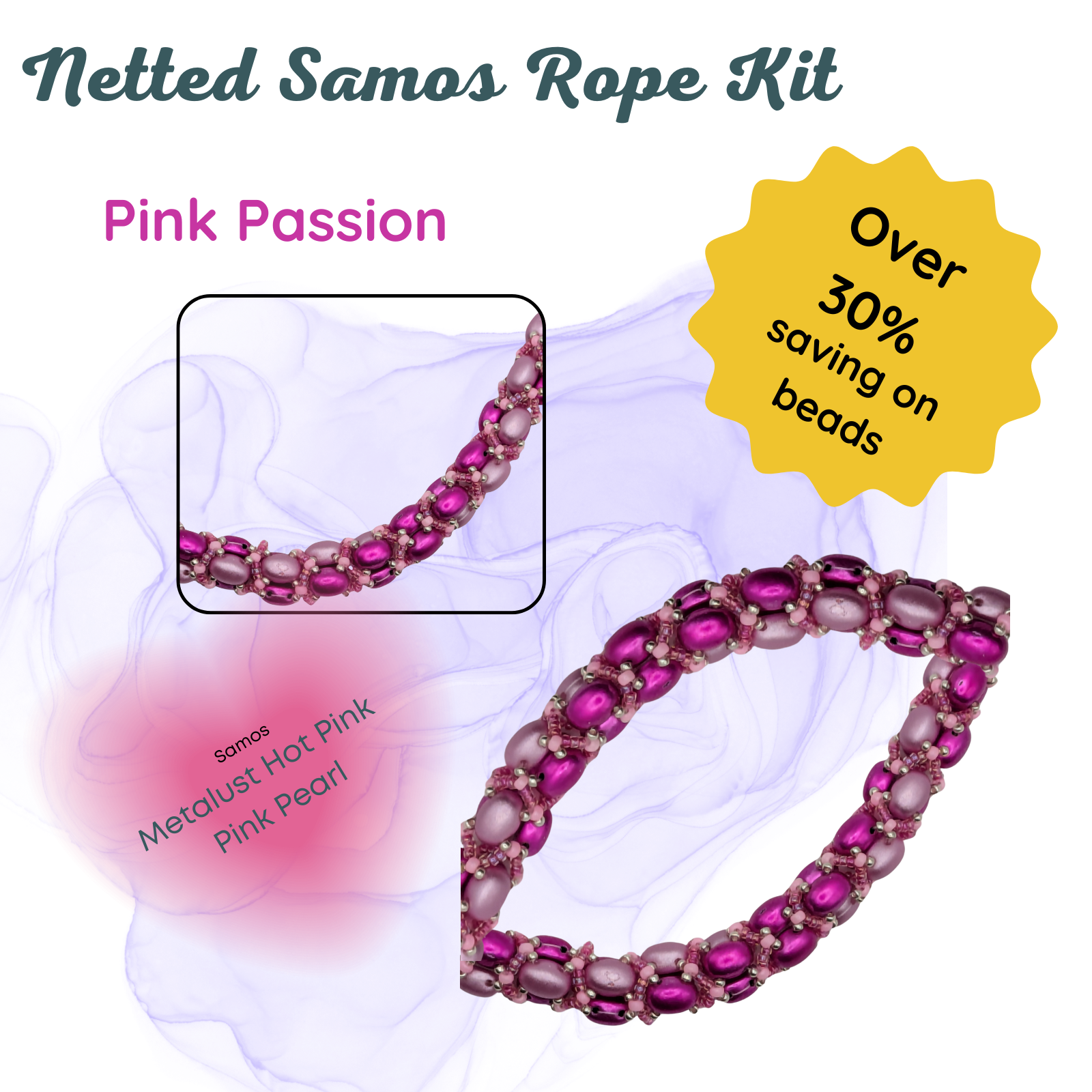 Netted Samos Rope Necklace Bead Kit