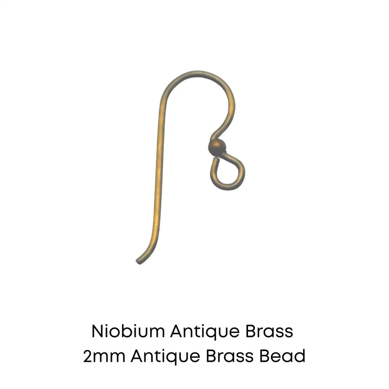 Tierracast Niobium, 2mm Bead French Hook Earring Wires, 2 Pairs