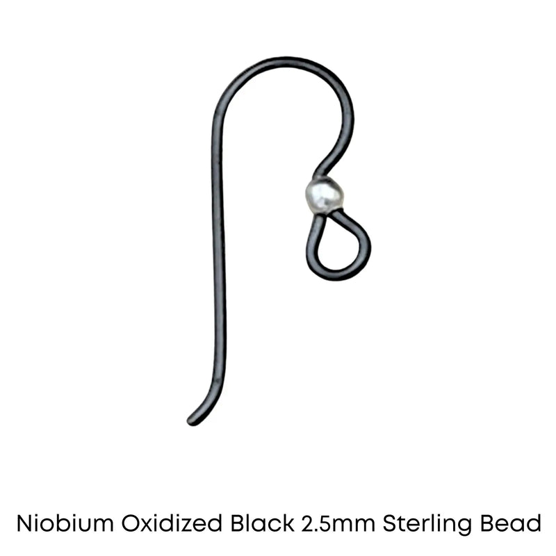 Tierracast Niobium, 2.5mm Bead French Hook Earring Wires, 2 Pairs