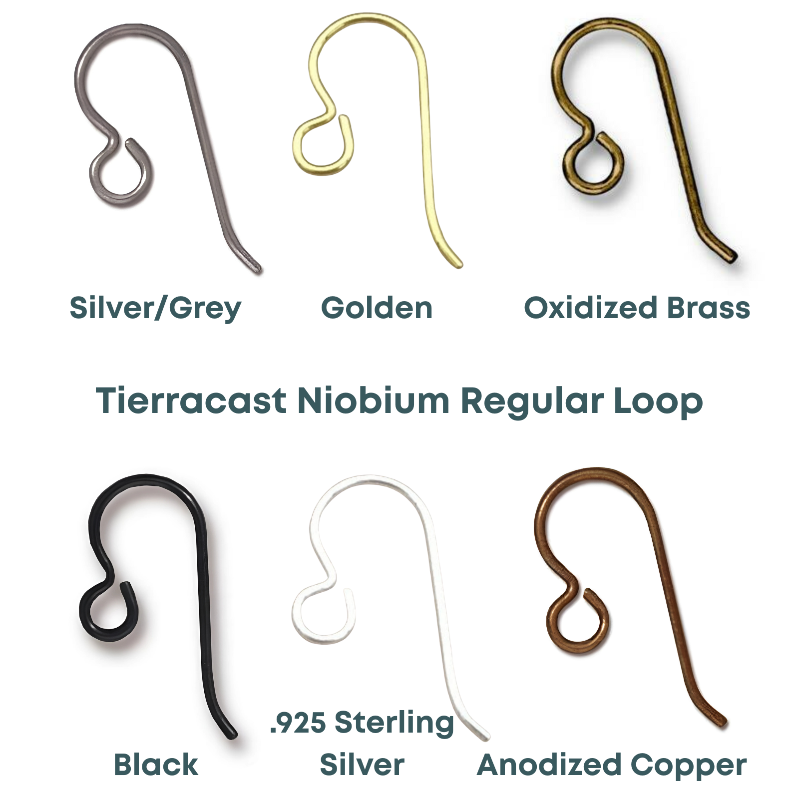 Tierracast Niobium French Hook Ear Wires, Regular Loop