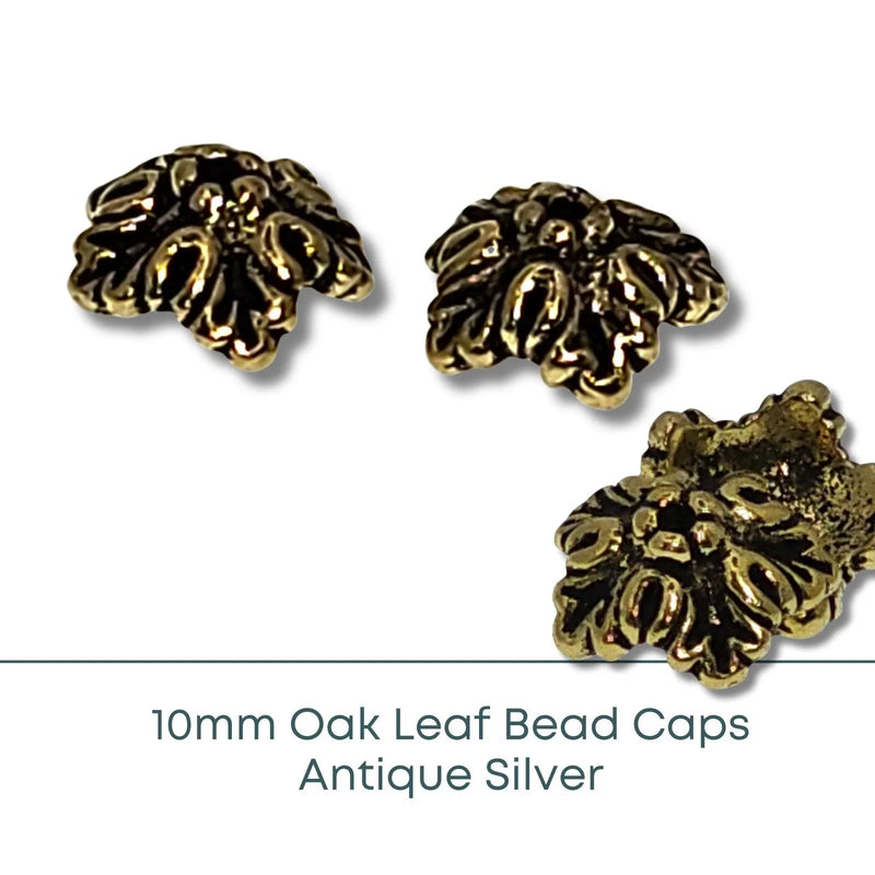 PRICING NEEDED - Oak Leaf Bead Caps, 10mm - The Argus Collection