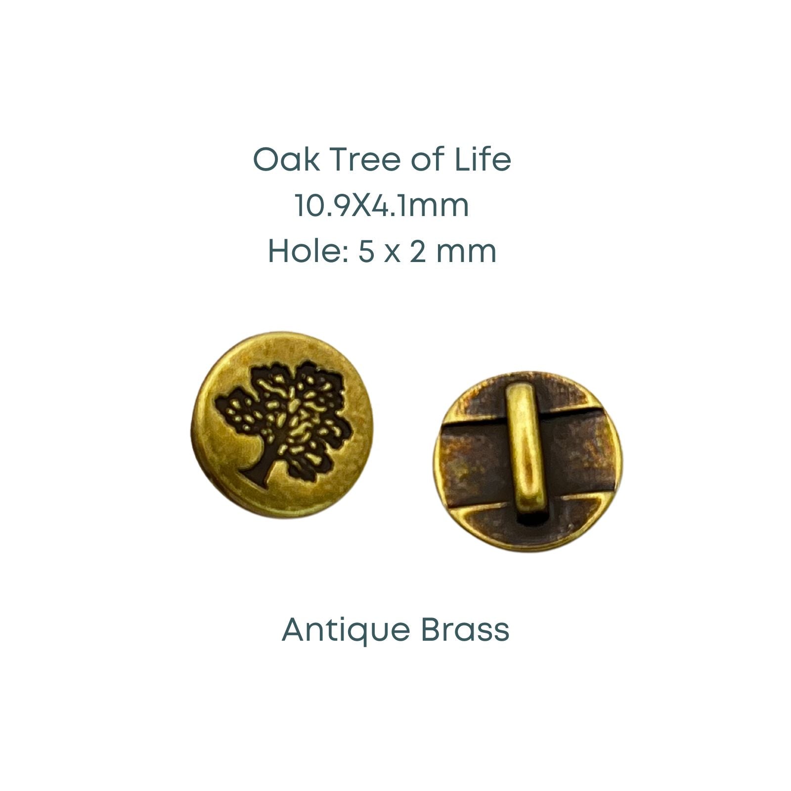 Oak Tree of Life, Sliders for 5mm Flat Leather, 2 pcs & 10 pcs