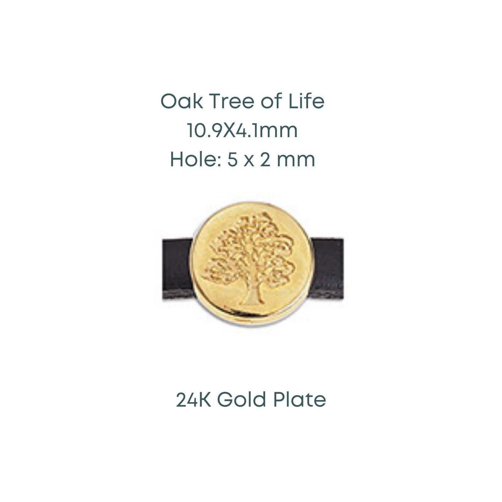Oak Tree of Life, Sliders for 5mm Flat Leather, 2 pcs & 10 pcs