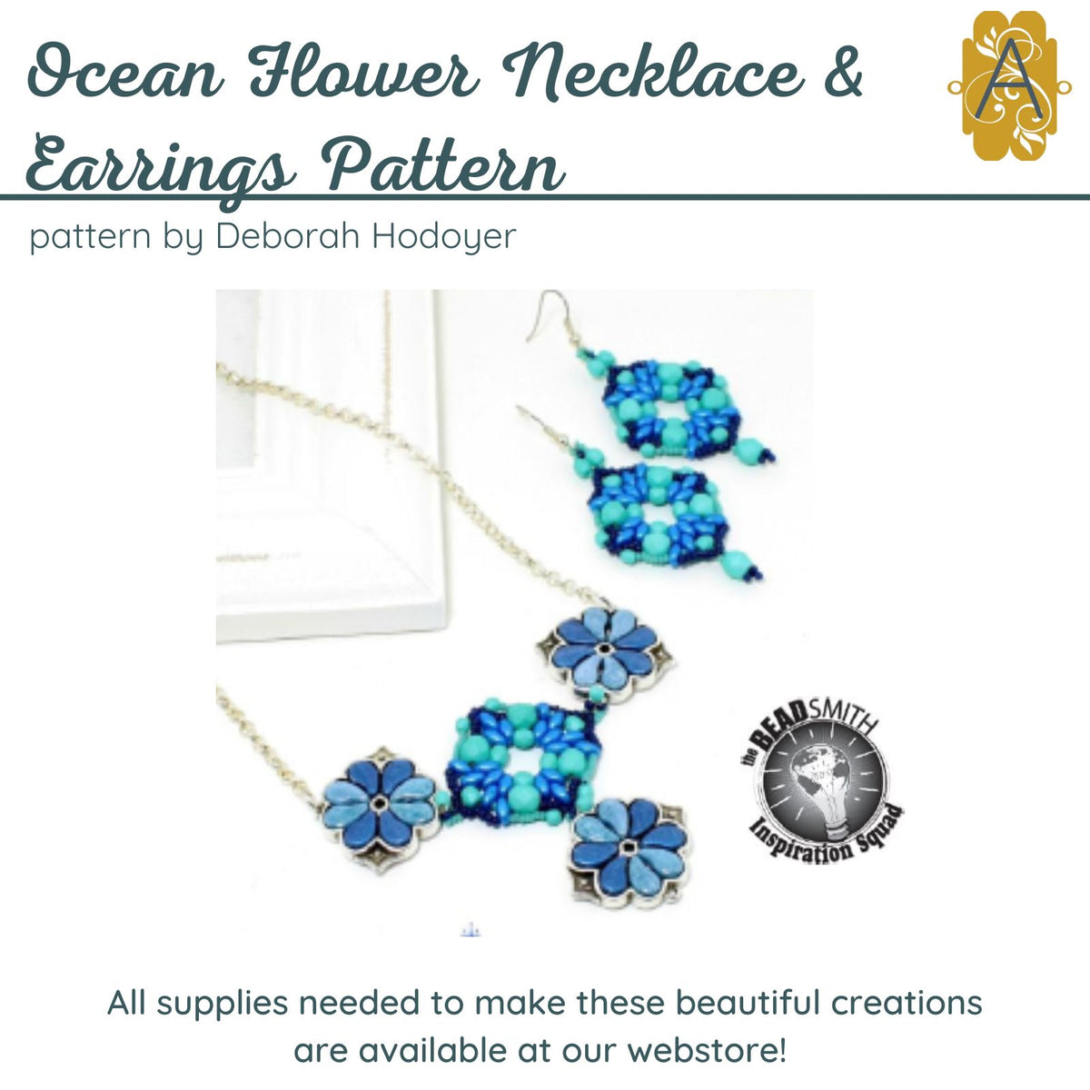 Ocean Flower Necklace & Earrings Pattern - The Argus Collection