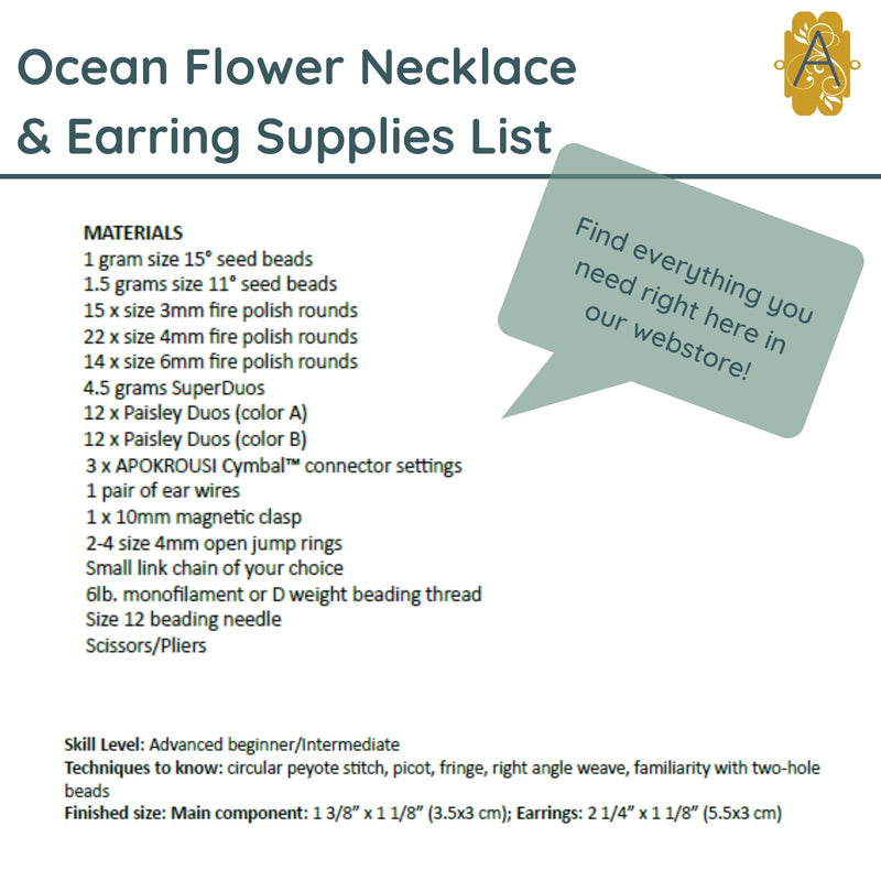 Ocean Flower Necklace & Earrings Pattern