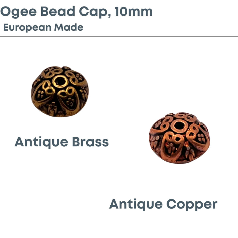 Ogee Bead Cap, 10mm, 2 Colors - The Argus Collection