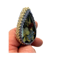 One of a Kind, Teardrop Mushroom Cabochons, Handmade with Real Dried Flowers