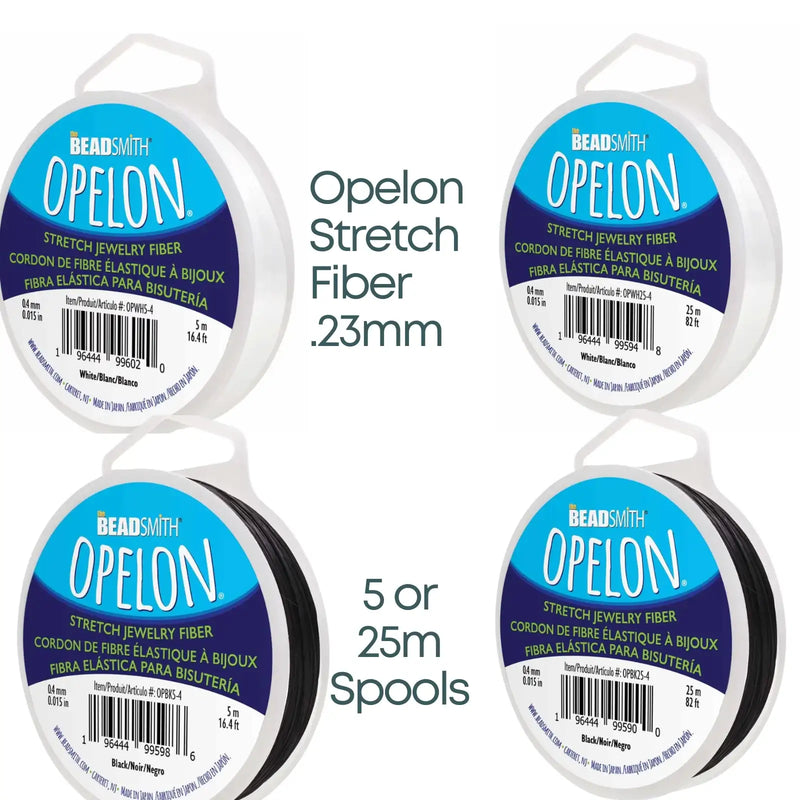 Opelon Stretch Fiber Cord, .4mm, White or Black - The Argus Collection