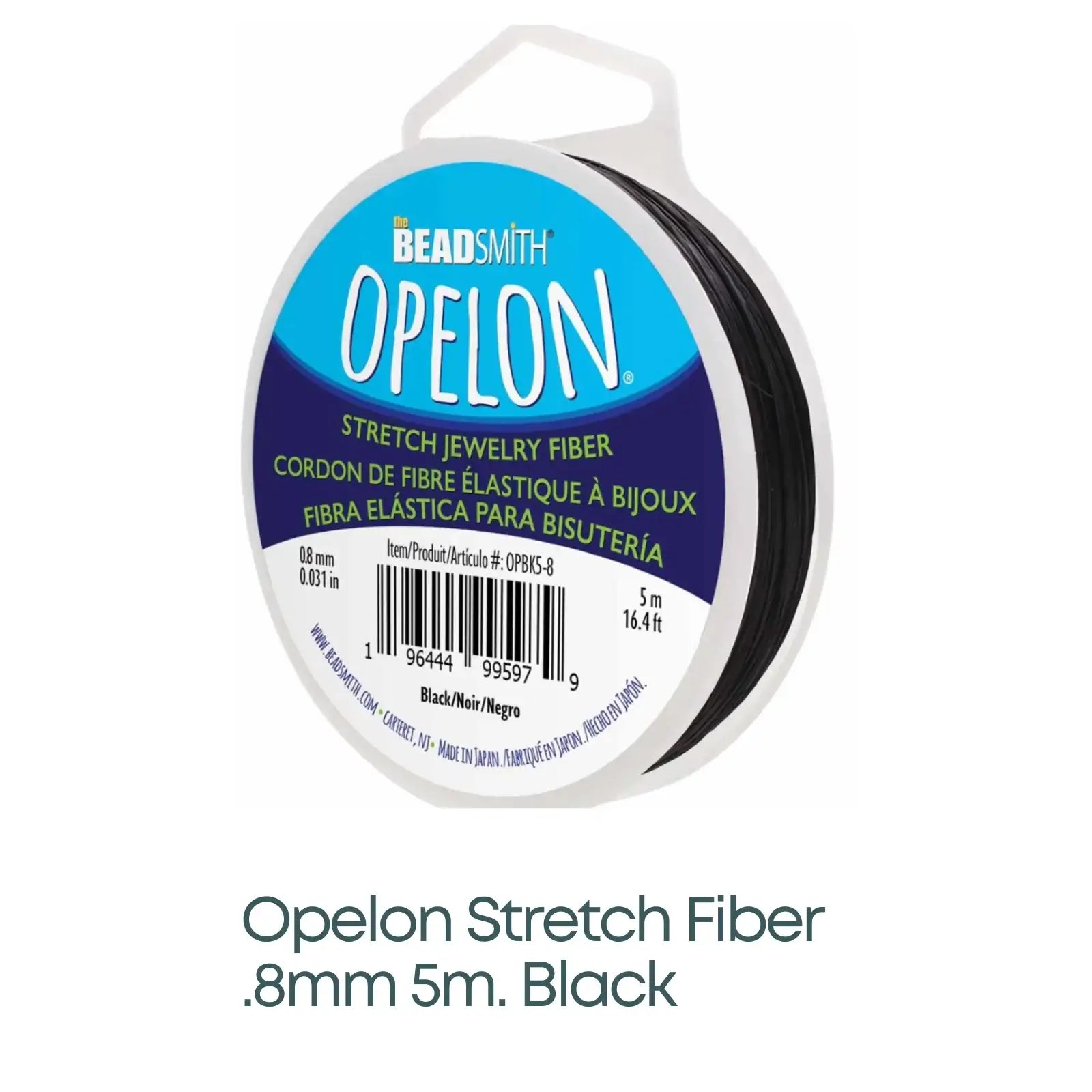 Opelon Stretch Fibre Cord, .8mm, White or Black - The Argus Collection