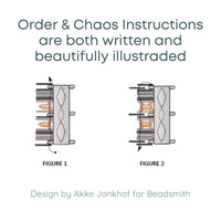 Text about Order & Chaos Instructions with illustrations of two designs by Akke Jonkhof for Beadsmith.
